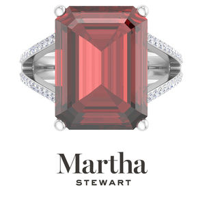 Martha Stewart 10 1/4 Carat Emerald Cut Garnet and Diamond Ring